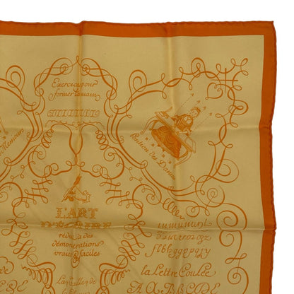 Hermes Scarf Silk Lart Decrire Calligraphy Art Yellow — view 3