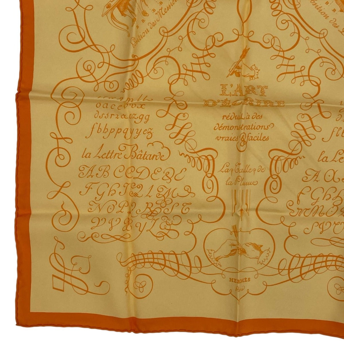 Hermes Scarf Silk Lart Decrire Calligraphy Art Yellow — view 4