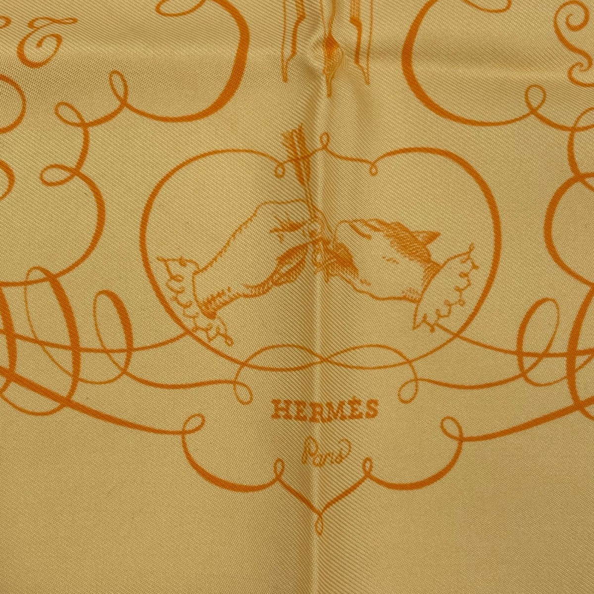 Hermes Scarf Silk Lart Decrire Calligraphy Art Yellow — view 6