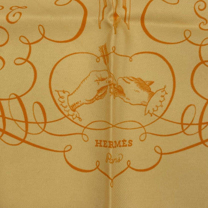 Hermes Scarf Silk Lart Decrire Calligraphy Art Yellow — view 6