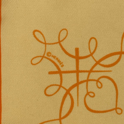 Hermes Scarf Silk Lart Decrire Calligraphy Art Yellow — view 7