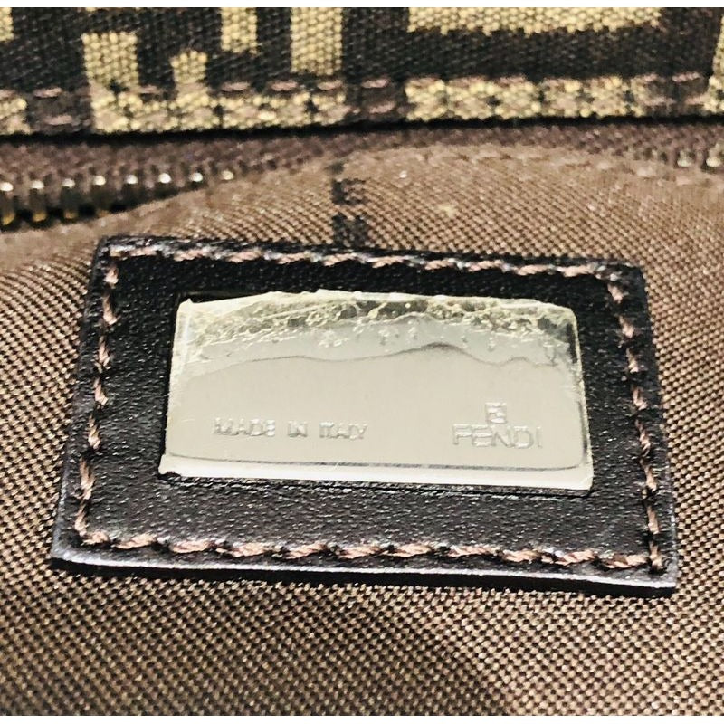 Fendi Mini Handbag 8 Bn105 Zucca Pattern Pouch Brown Canvas Xleather — view 13