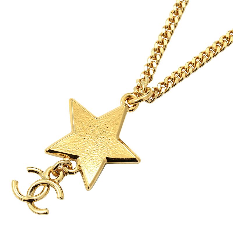 Chanel Necklace Star Motif Pendant Necklace Gold