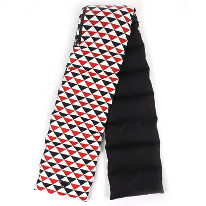 Prada Triangle Logo Hooded All Over Pattern Re-Nylon Down Scarf Red Hoodie — view 4