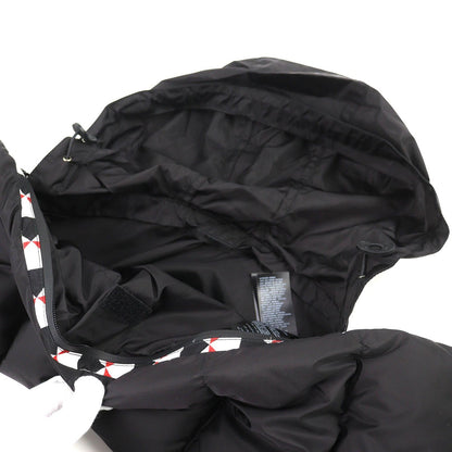 Prada Triangle Logo Hooded All Over Pattern Re-Nylon Down Scarf Red Hoodie — view 5