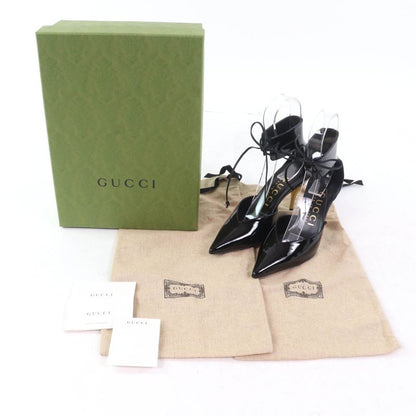 Gucci 721045 Pointed Toe Patent Leather Pumps Black 36 With Box And Storage Bag