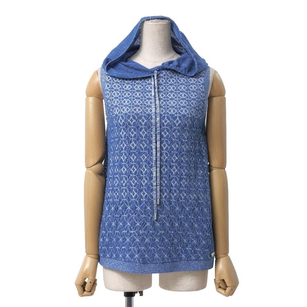 Chanel Hoodie 36 Lame Knit Blue