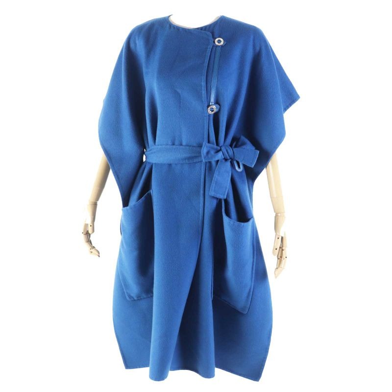 Hermes 2 E0136 dg 100% Cashmere Silver Hardware Serie Button Belted Collarless