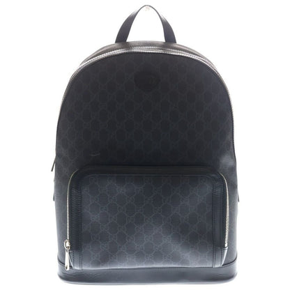 Gucci GG Supreme Interlocking Backpack Black Leather Silver