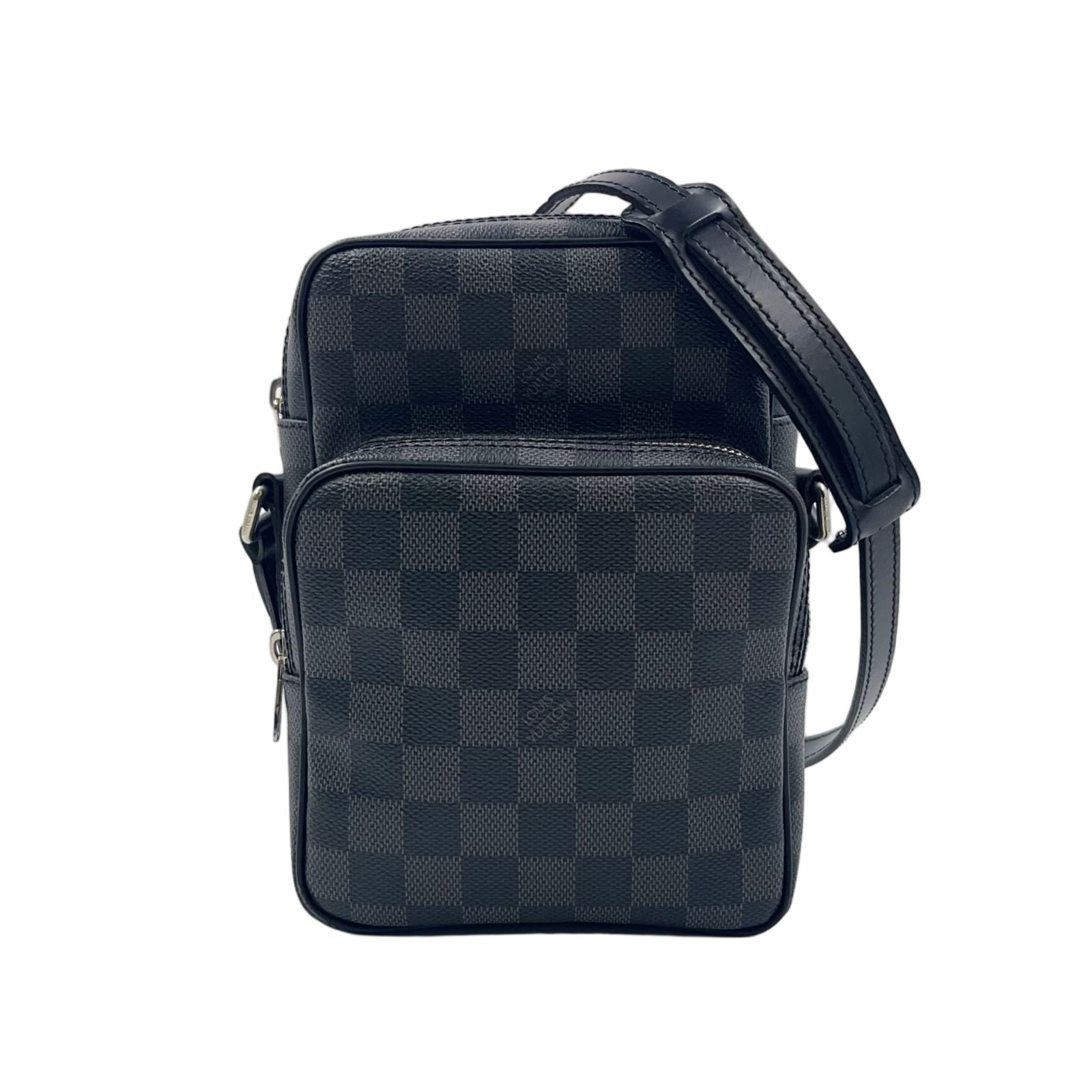 Louis Vuitton Rem Damier Graphite Leather Black Shoulder Bag Silver