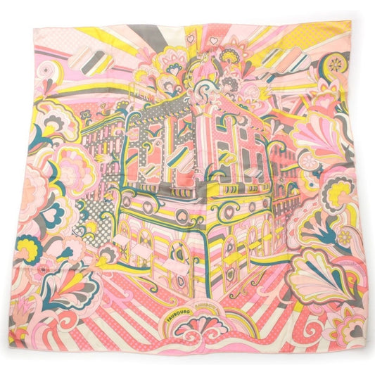 Hermes Carre Geant Cashmere Silk Faubourg Rainbow Scarf Shawl Pink