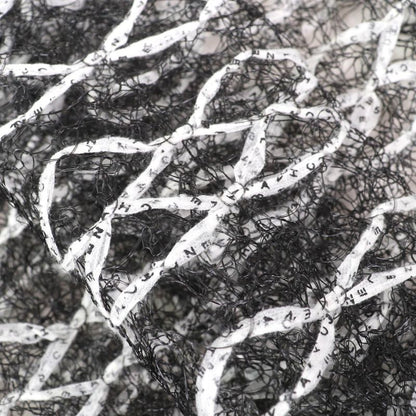 CHANEL P58857 Coco Mark Logo Ribbon Mesh Flared Skirt Black White 36 Made In