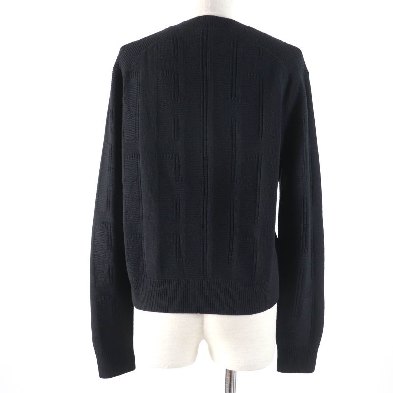Hermes 20AW 100% Wool H Motif Long Sleeve Knit Top Black 38 Made In Italy