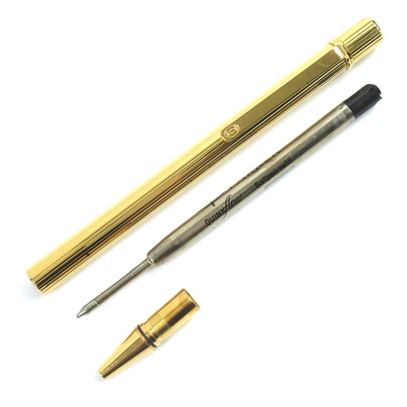 Cartier Must De Cartier Ballpoint Pen With Stripe Pattern And Logo