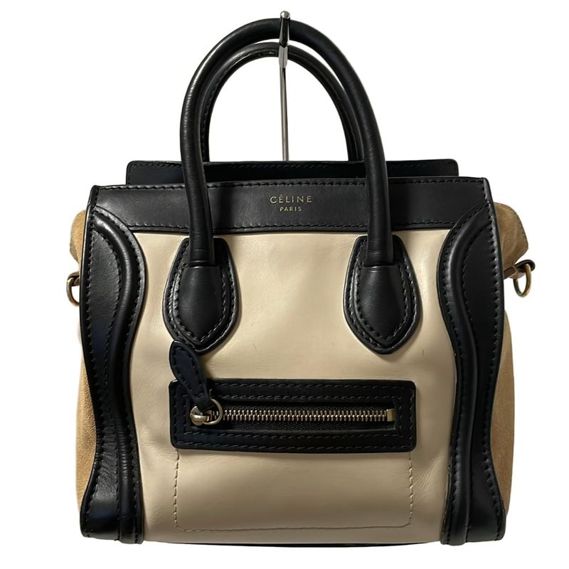 Celine Handbag Luggage Mini Shopper Beige X Black X Light Brown