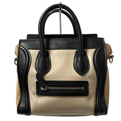 Celine Handbag Luggage Mini Shopper Beige X Black X Light Brown