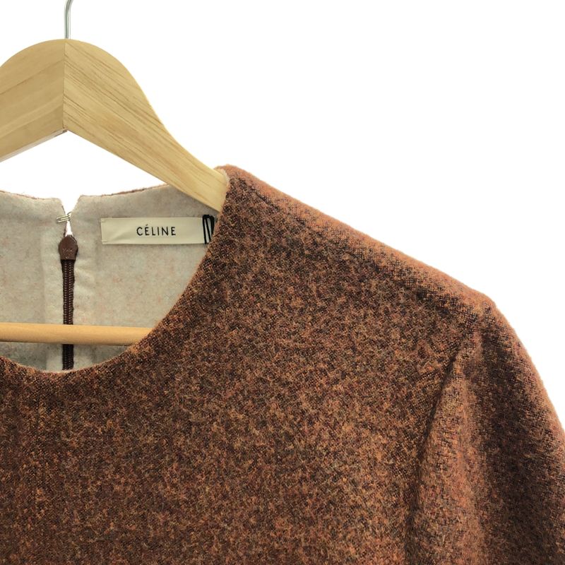 Celine - 2015aw - Phoebe Period Wool Cashmere Switch Leather Patch Dress - 38 -