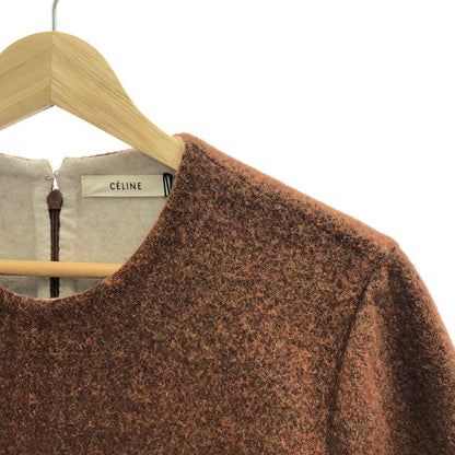 Celine - 2015aw - Phoebe Period Wool Cashmere Switch Leather Patch Dress - 38 -