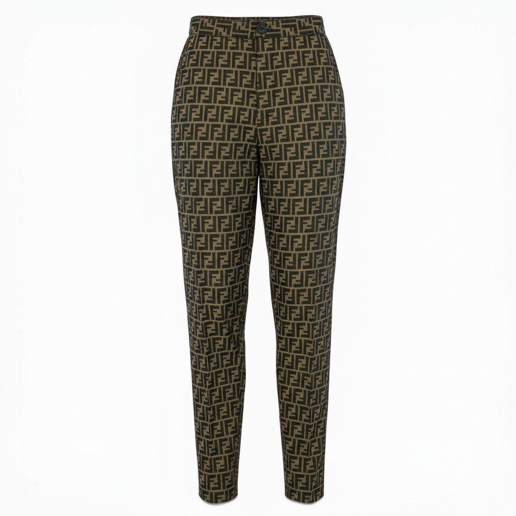 Fendi Id6 Zucca Pattern Tapered Pants All Over 41 Brown