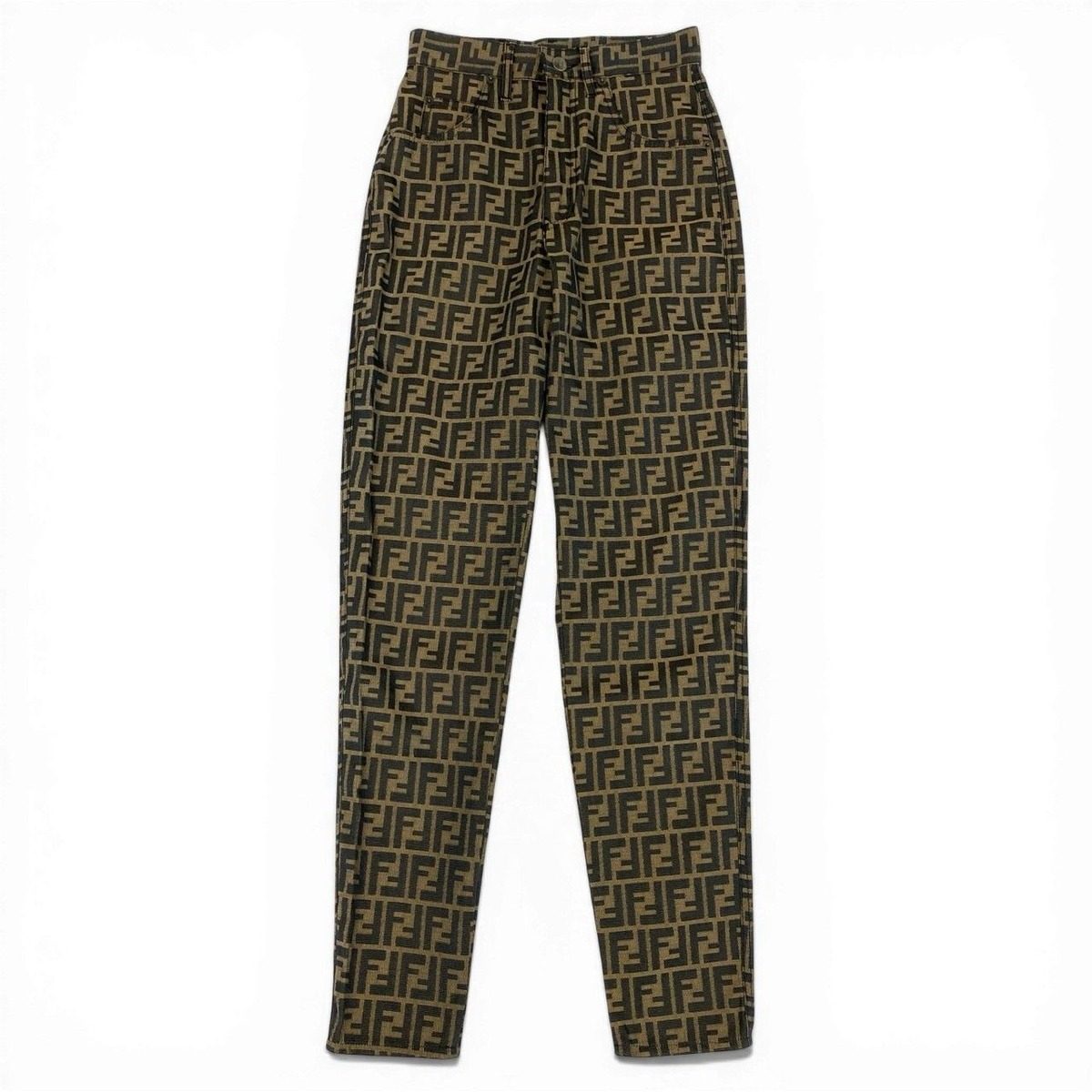 Fendi Id6 Zucca Pattern Tapered Pants All Over 41 Brown — view 2
