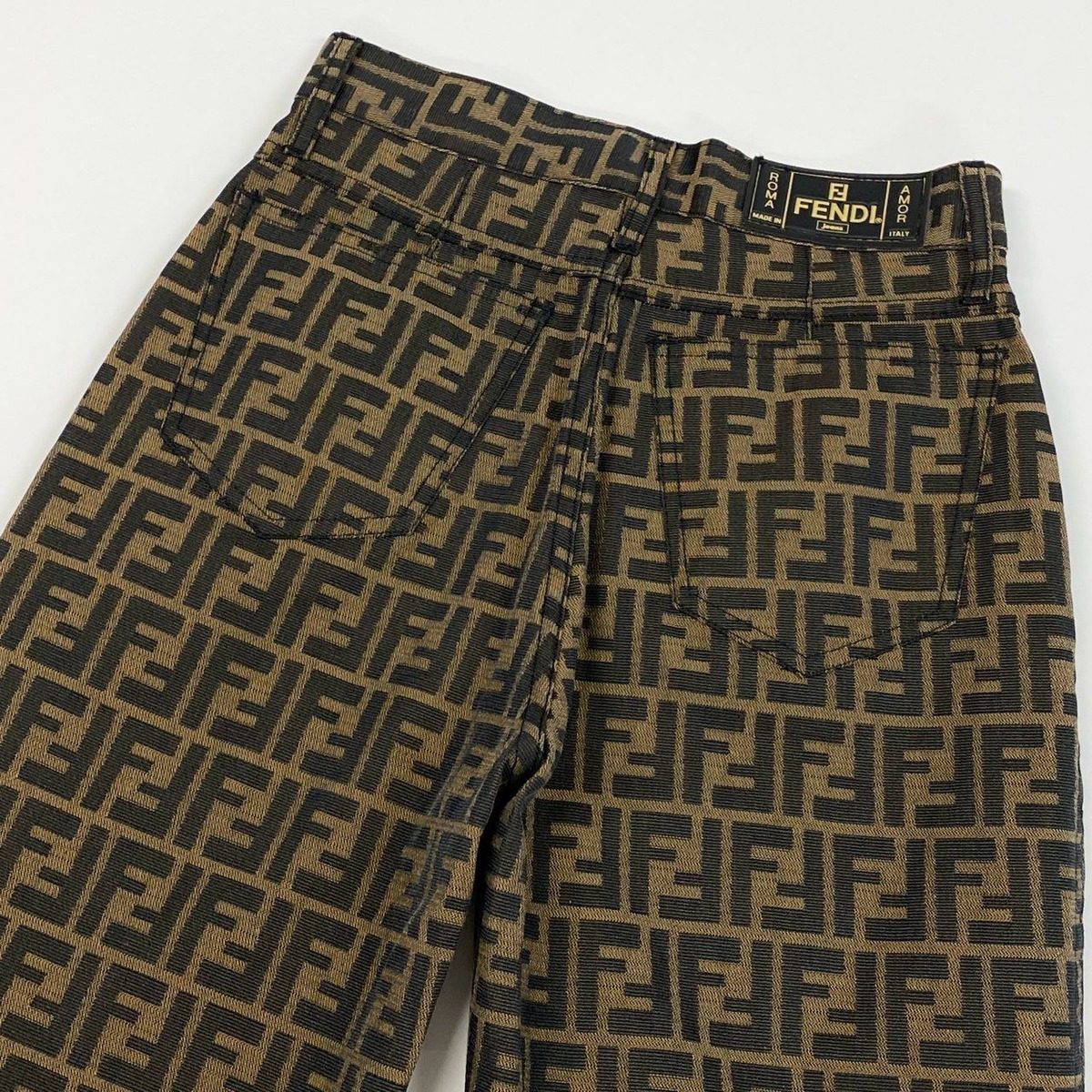 Fendi Id6 Zucca Pattern Tapered Pants All Over 41 Brown — view 4
