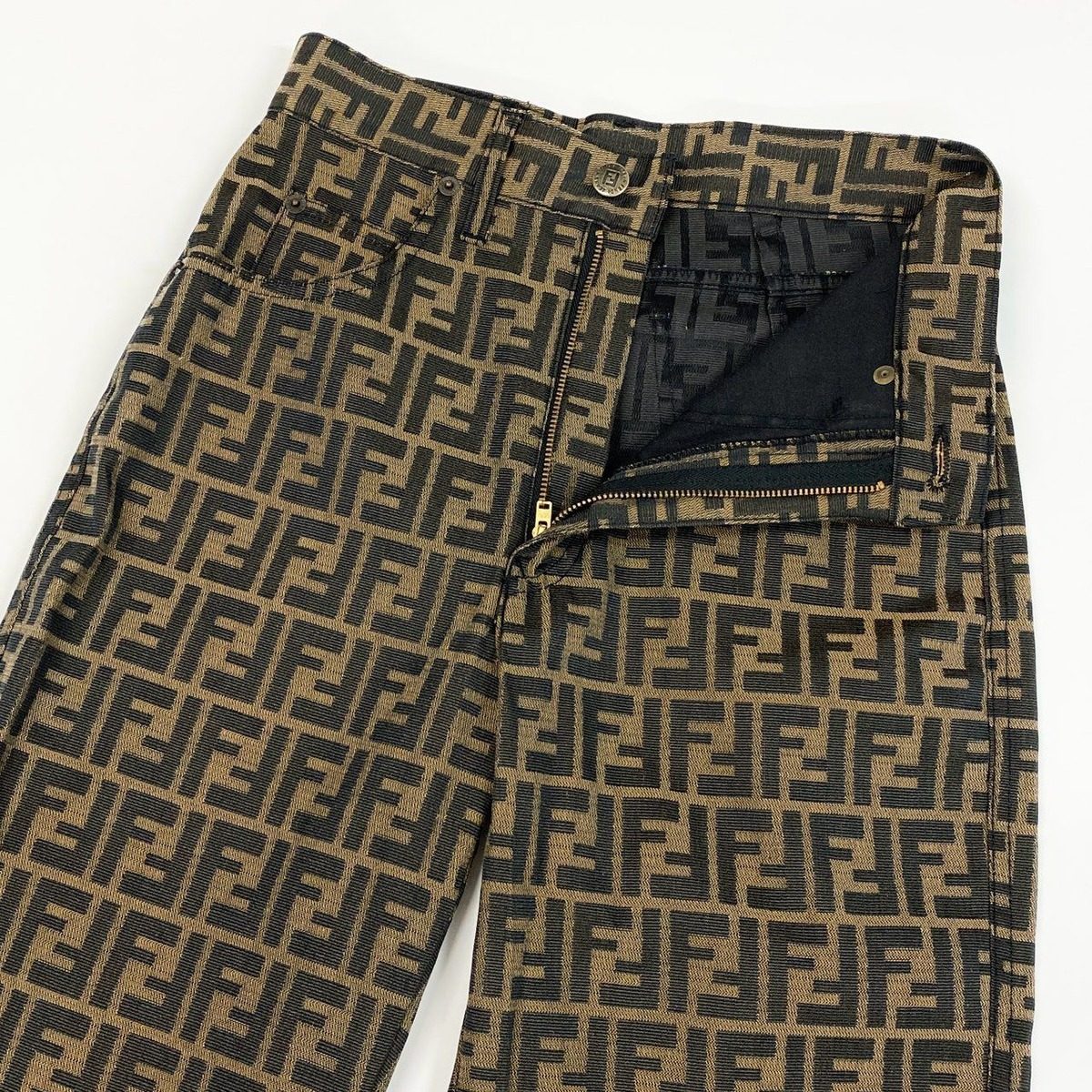 Fendi Id6 Zucca Pattern Tapered Pants All Over 41 Brown — view 5