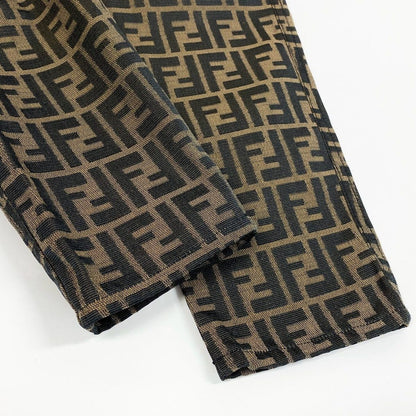 Fendi Id6 Zucca Pattern Tapered Pants All Over 41 Brown — view 6