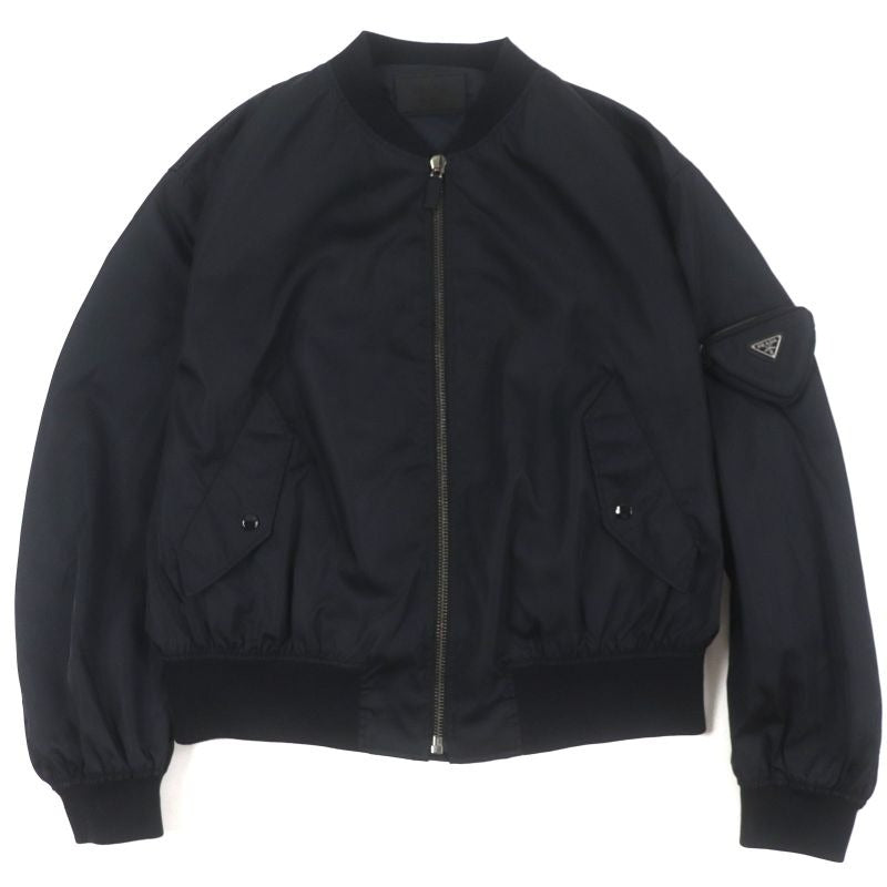 Prada 22 SS Sgc006 re-nylon Triangle Logo Plate Zip Up Bomber Jacket