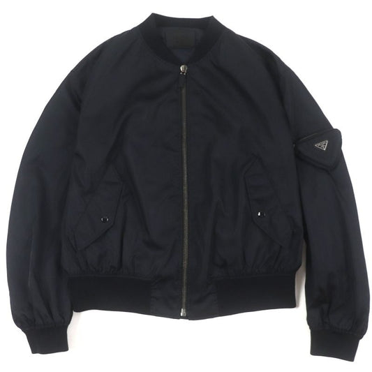 Prada 22 SS Sgc006 re-nylon Triangle Logo Plate Zip Up Bomber Jacket