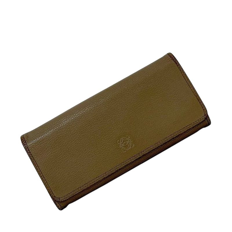 Loewe Bifold Long Wallet Beige Amazona Leather