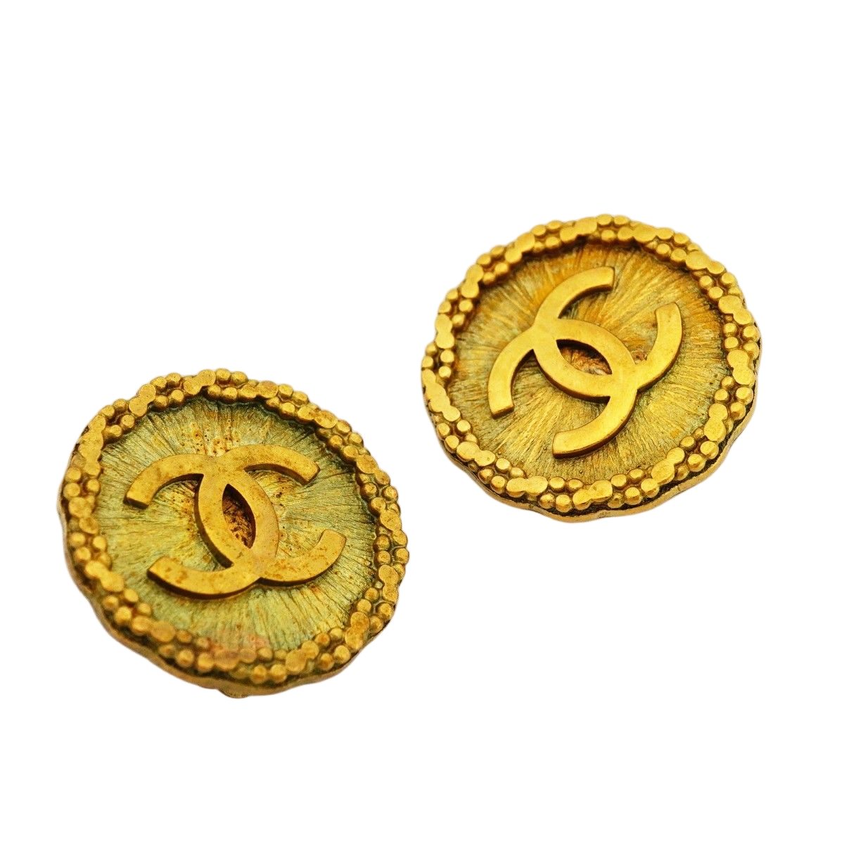 Chanel Earrings Vintage CC Logo Gold Plated — view 2