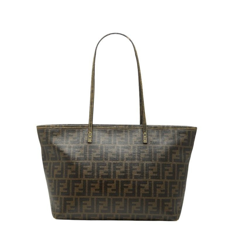 Fendi Zucca Brown Leather Tote Bag