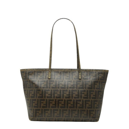 Fendi Zucca Brown Leather Tote Bag
