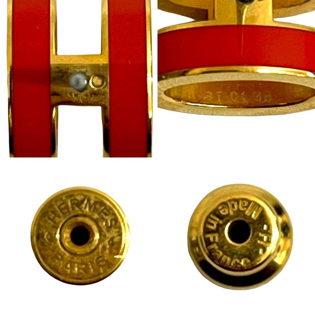 Hermes Pop Earrings Orange Gold Framboise — view 2
