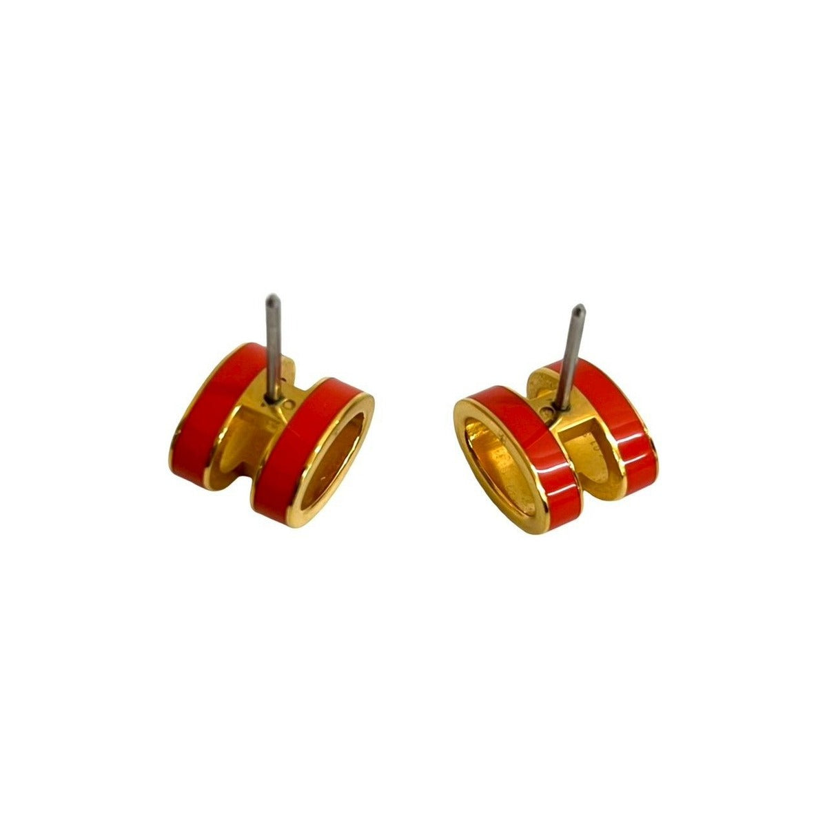 Hermes Pop Earrings Orange Gold Framboise — view 7