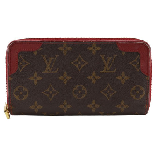 Louis Vuitton Zippy Wallet Retiro M61854 Monogram Canvas Threes Brown/red