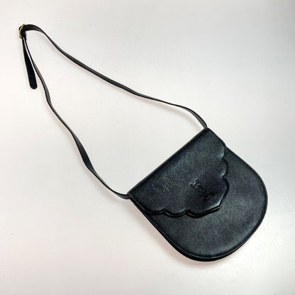 Yves Saint Laurent YSL Logo Shoulder Bag Black Leather Vintage