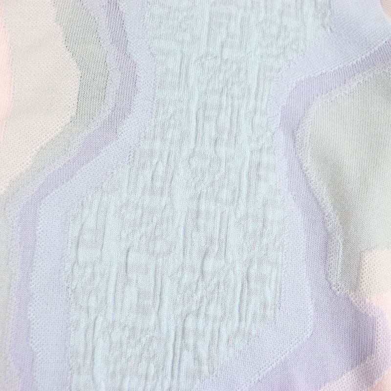 Fendi Fzx039 FF Logo Zucca Long Sleeve Knit Sweater Pinkish Multicolor 46 Made