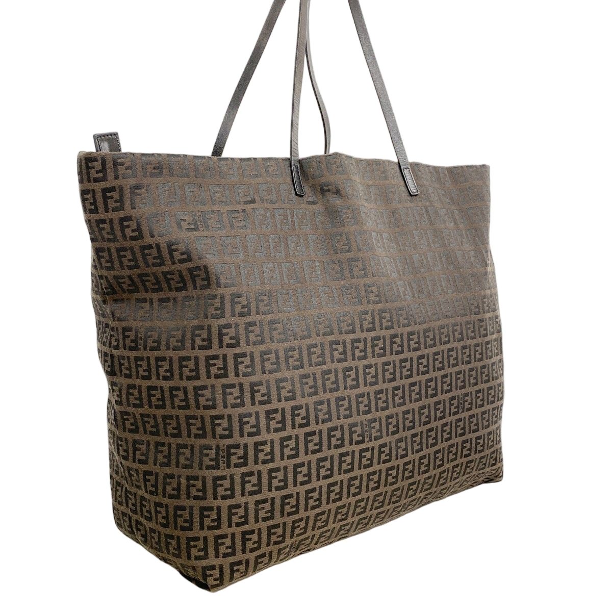 Fendi Tote Zucchino Nylon Canvas Brown Pink Gold — view 2