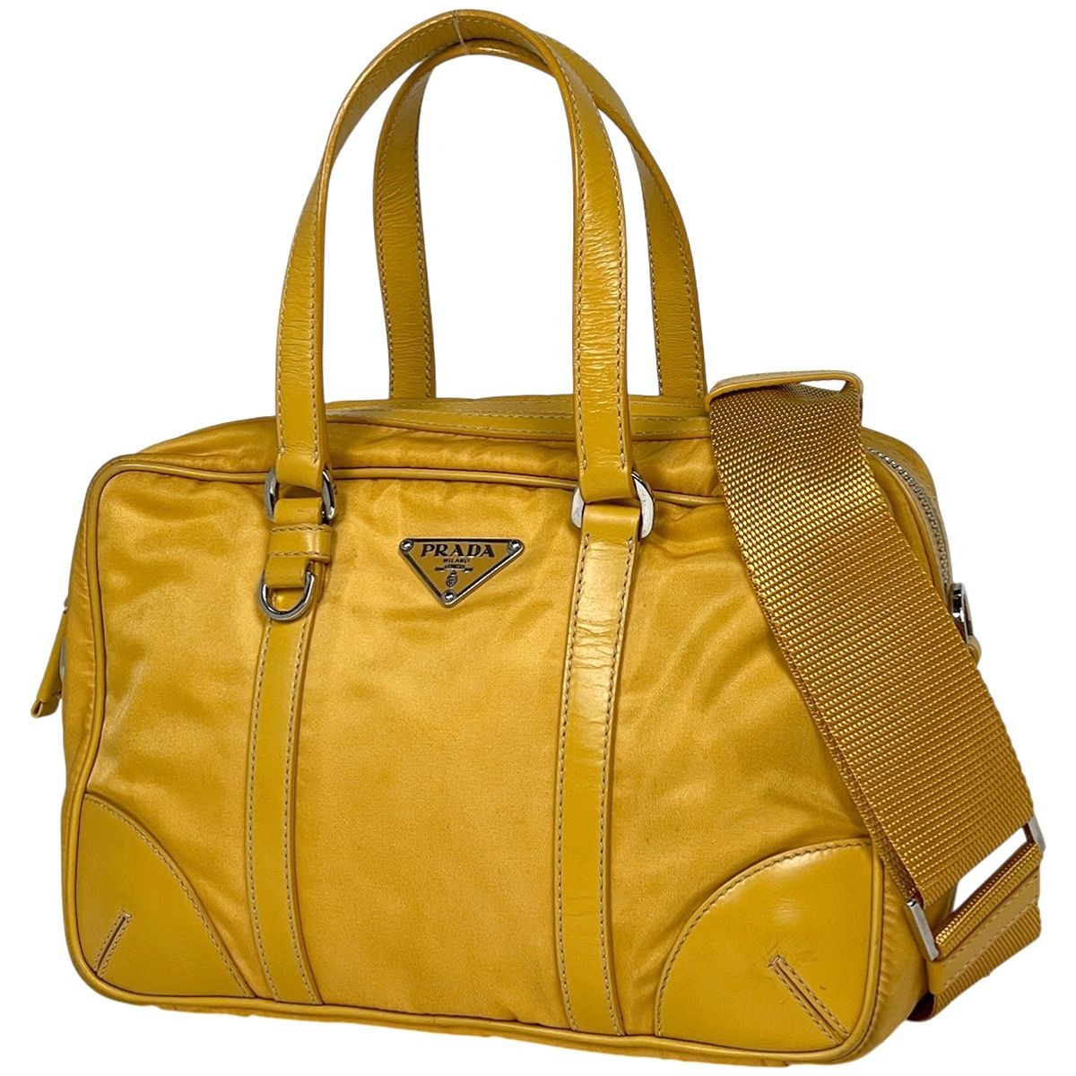 Prada 2-Way Shoulder Bag Nylon Yellow