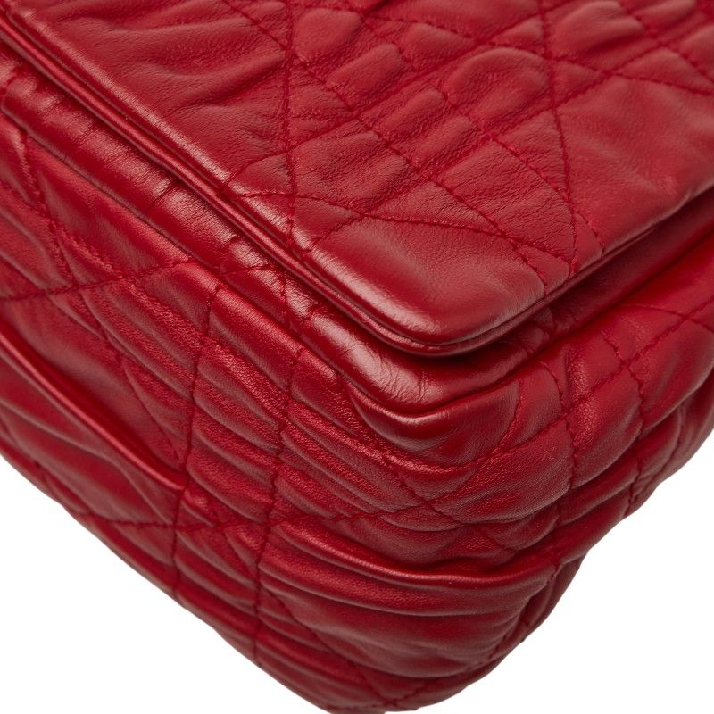 Dior Cannage Chain Shoulder Bag Handbag Red Leather Women's Dior