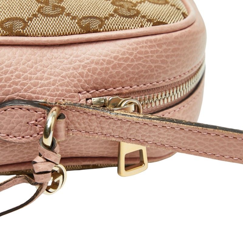 Gucci GG Canvas Crossbody Shoulder Bag 449413 Brown Pink Canvas Leather Women's