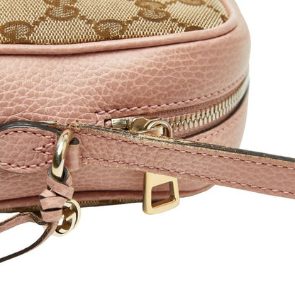 Gucci GG Canvas Crossbody Shoulder Bag 449413 Brown Pink Canvas Leather Women's