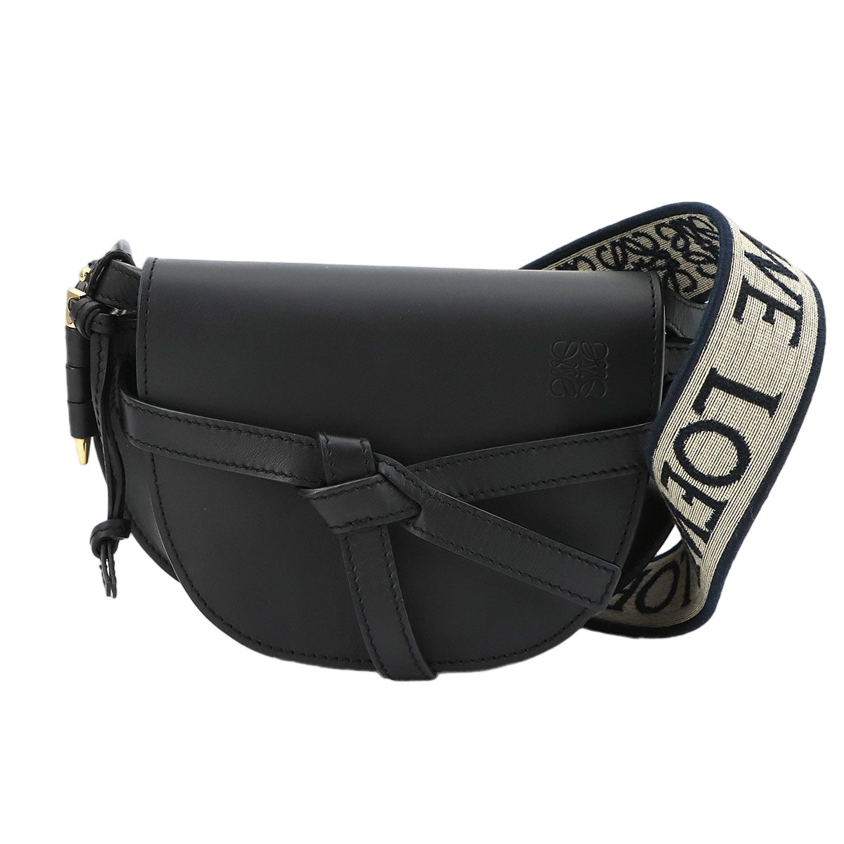 Loewe Gate Dual Mini Shoulder Bag Leather Black Gold