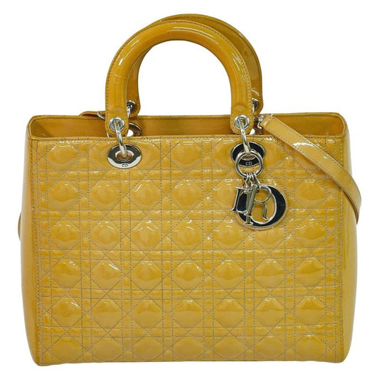 Christian Dior Lady Cannage 2WAY Shoulder Bag Handbag Patent