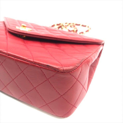 Chanel Quilted Lambskin Chain Shoulder Bag Turnlock Crossbody Red