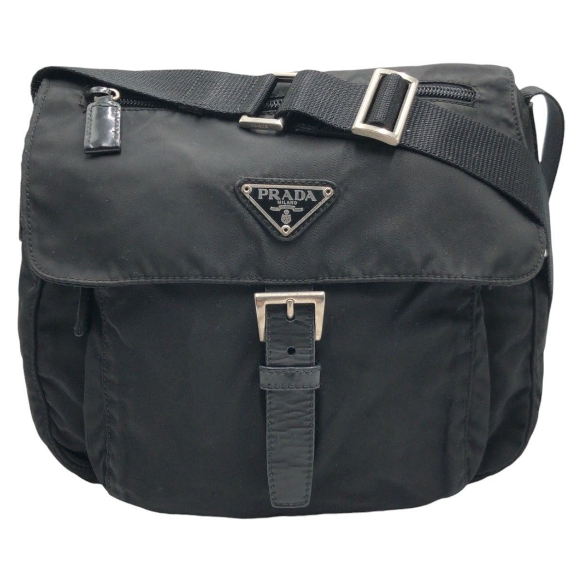 Prada Tessuto Triangle Logo Black Nylon Shoulder Bag Pochette