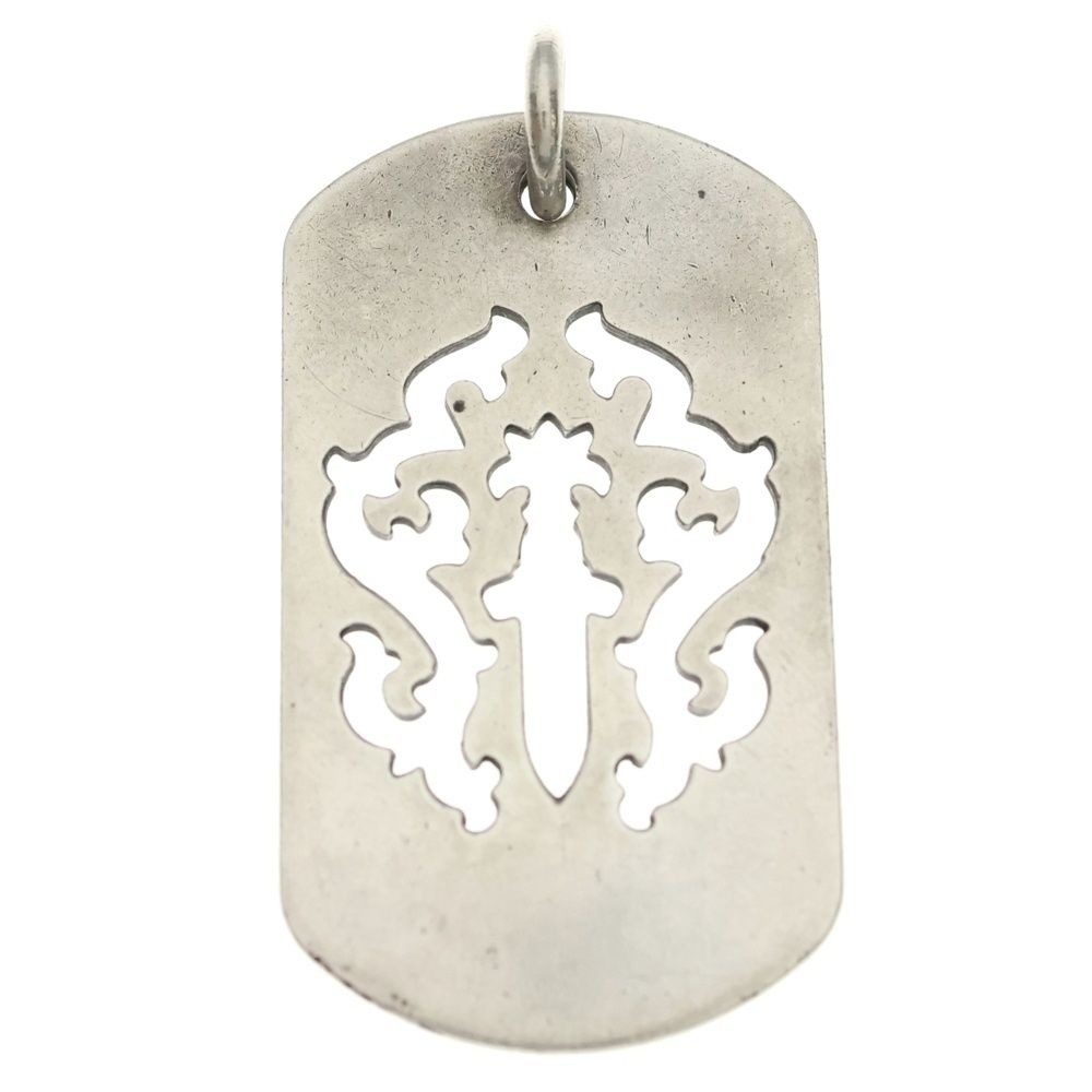 Chrome Hearts D Tag Lrg Dagger Vine Daga Cutout Dog Tag Large Pendant Top Silver