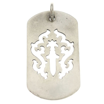 Chrome Hearts D Tag Lrg Dagger Vine Daga Cutout Dog Tag Large Pendant Top Silver