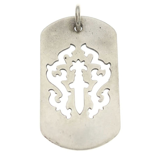 Chrome Hearts D Tag Lrg Dagger Vine Daga Cutout Dog Tag Large Pendant Top Silver